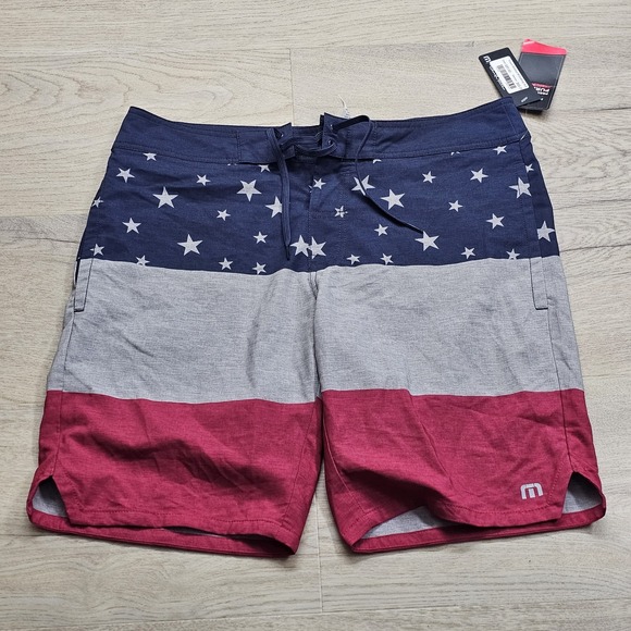 Travis Mathew Other - Travis Mathew Board Shorts Mens 33 USA  American Flag Pockets Colorblock Pocket